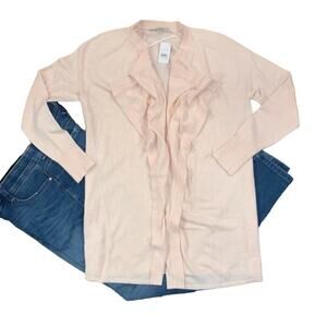 NWT LOFT Light Pink Cloud Draped Soft Knit Open Cardigan Sweater - SIZE SMALL